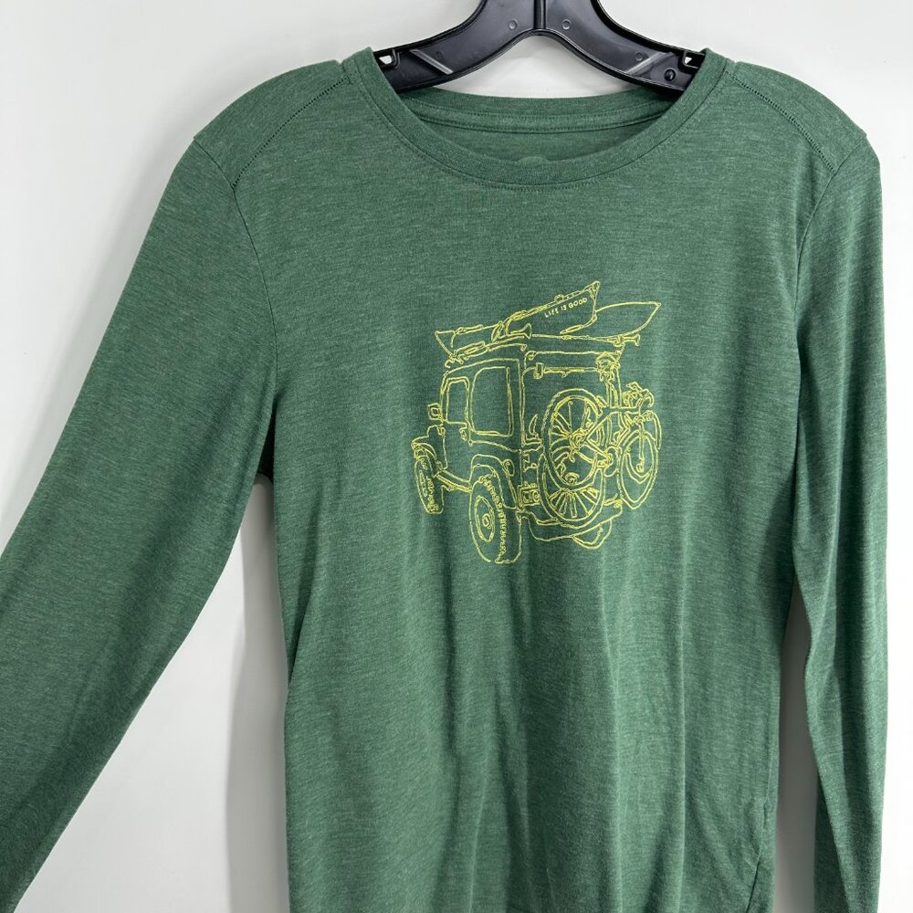 3/$25 Life is Good Long Sleeve Popover Top S Green Shirt - Picture 4 of 7